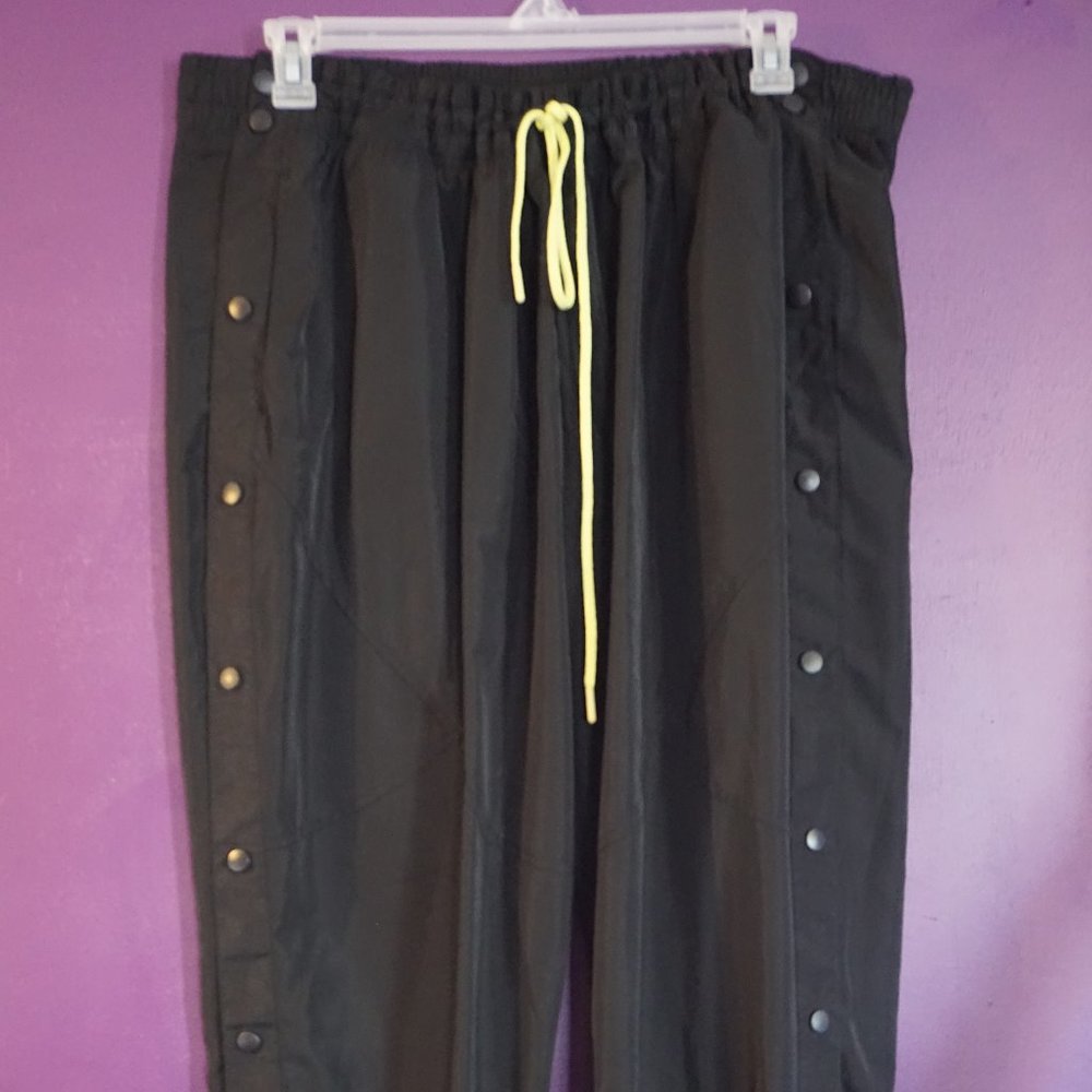 Plus Size Jogger Black Side Button Pants